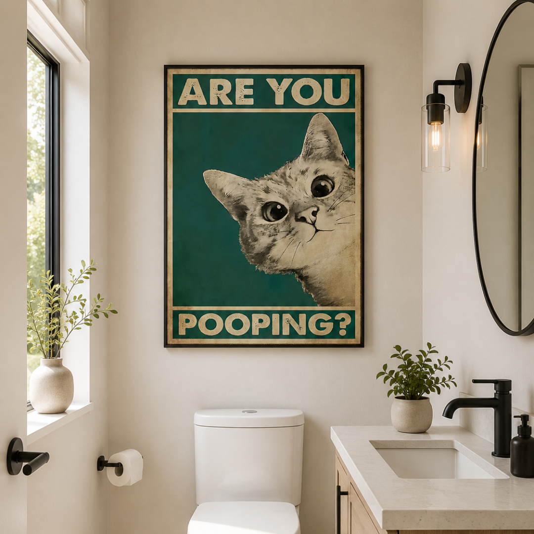 Are You Pooping Curious Cat Canvas Print