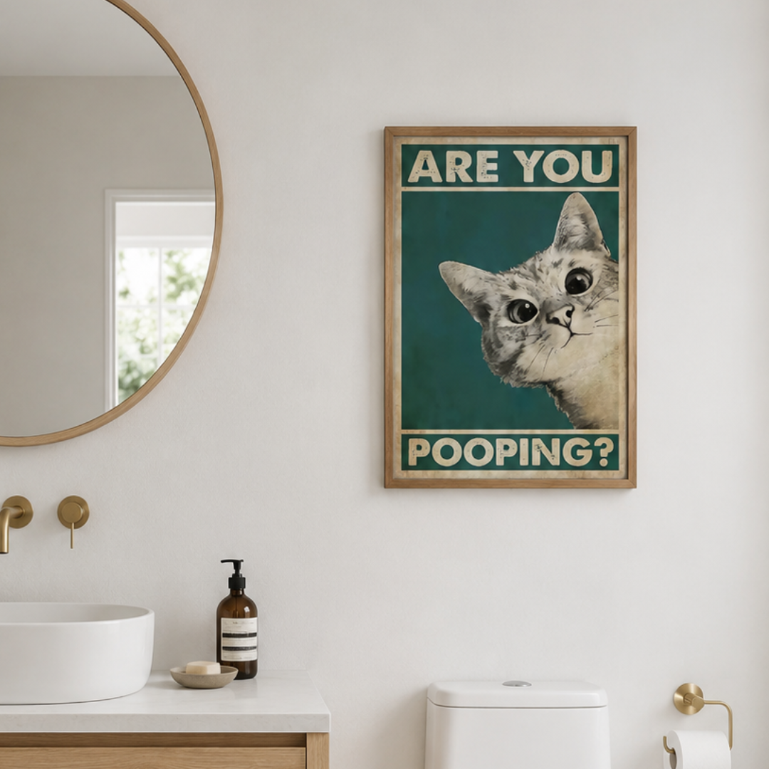 Are You Pooping Curious Cat Canvas Print