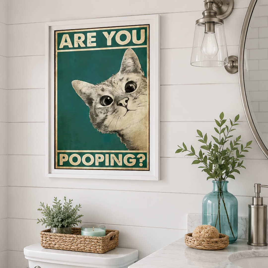 Are You Pooping Curious Cat Canvas Print