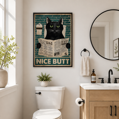 Nice Butt Newspaper Cat Canvas Print