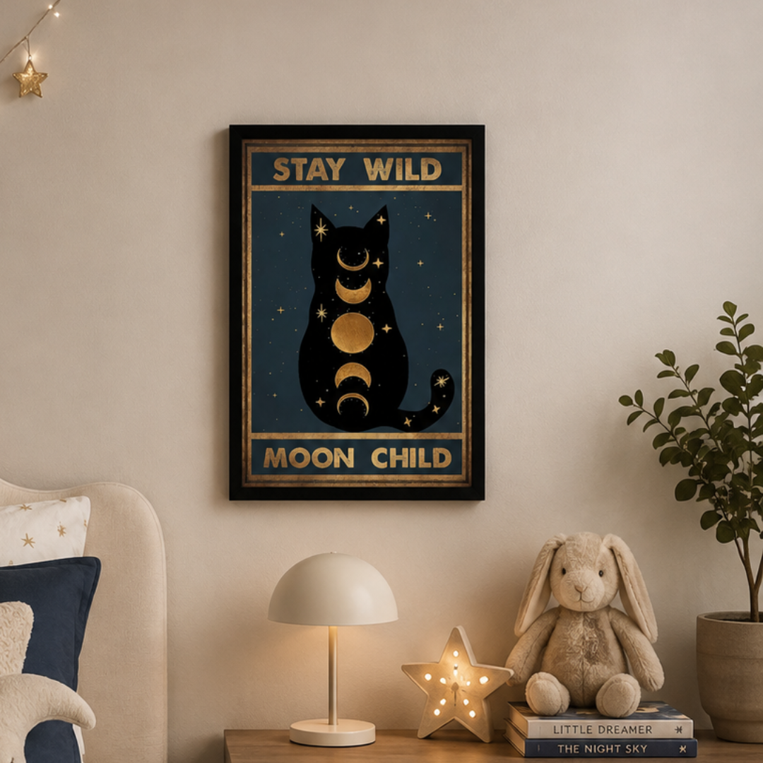 Stay Wild Moon Child Celestial Cat Canvas Print
