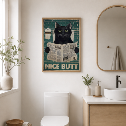 Nice Butt Newspaper Cat Canvas Print