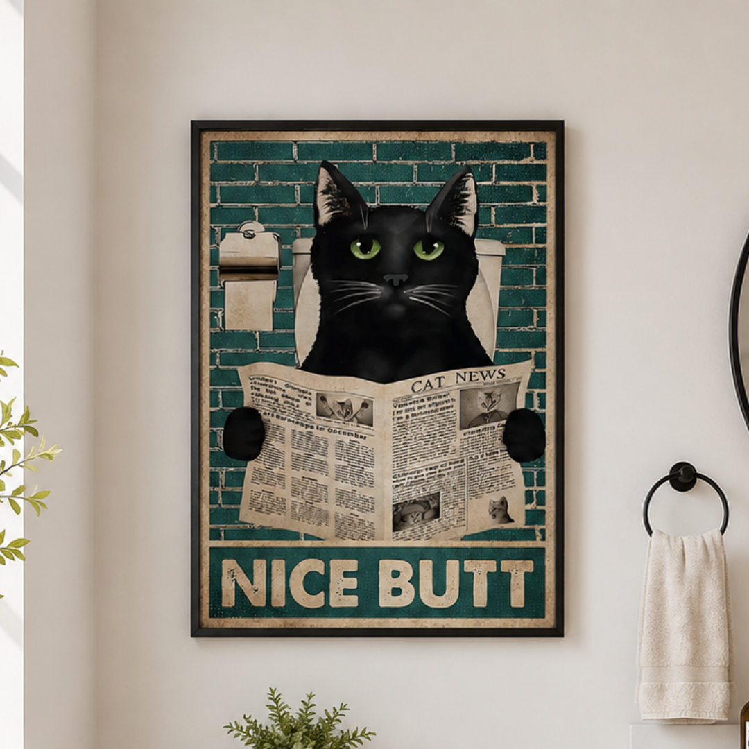 Nice Butt Newspaper Cat Canvas Print