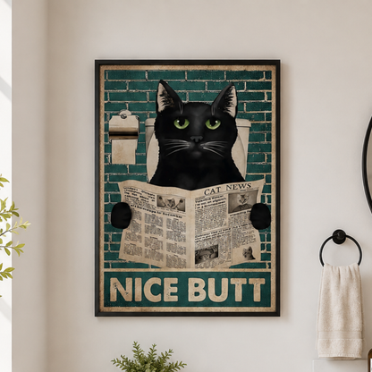 Nice Butt Newspaper Cat Canvas Print