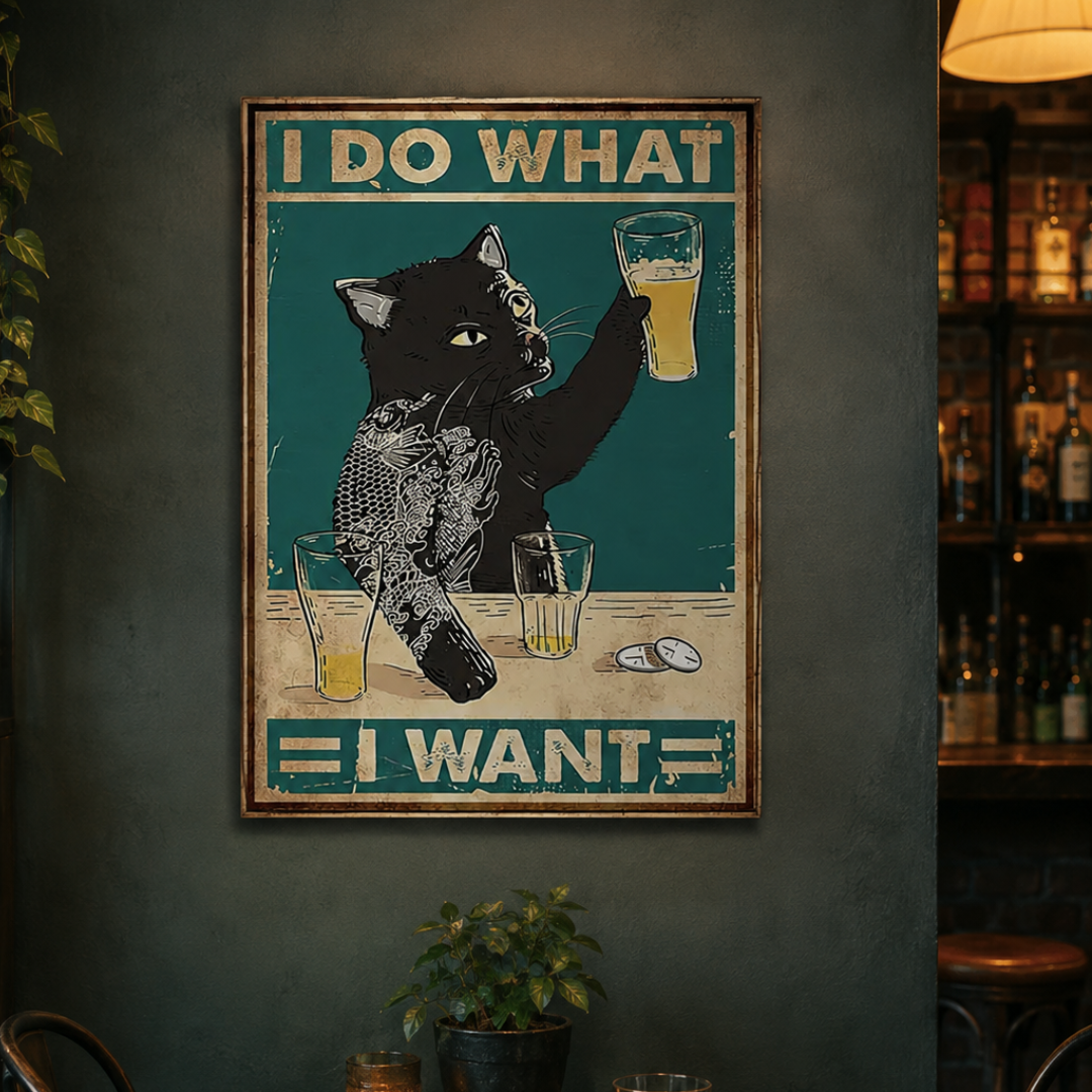 I Do What I Want Drinking Cat Canvas Print