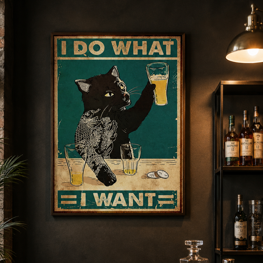 I Do What I Want Drinking Cat Canvas Print