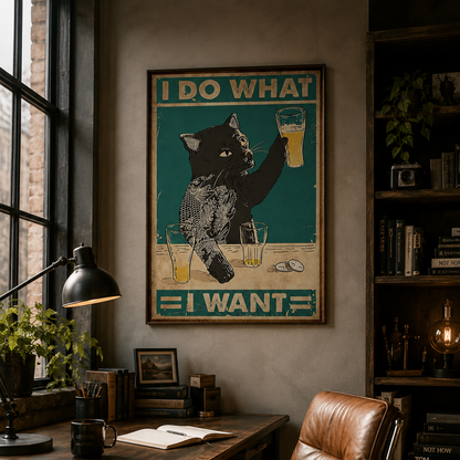 I Do What I Want Drinking Cat Canvas Print