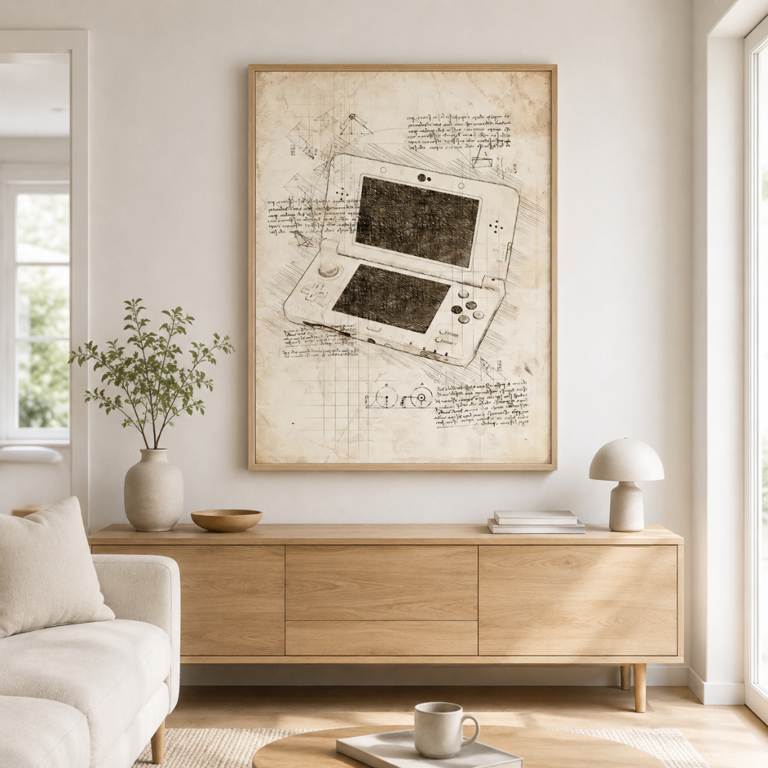 Vintage Handheld Gaming Console Blueprint Canvas Print
