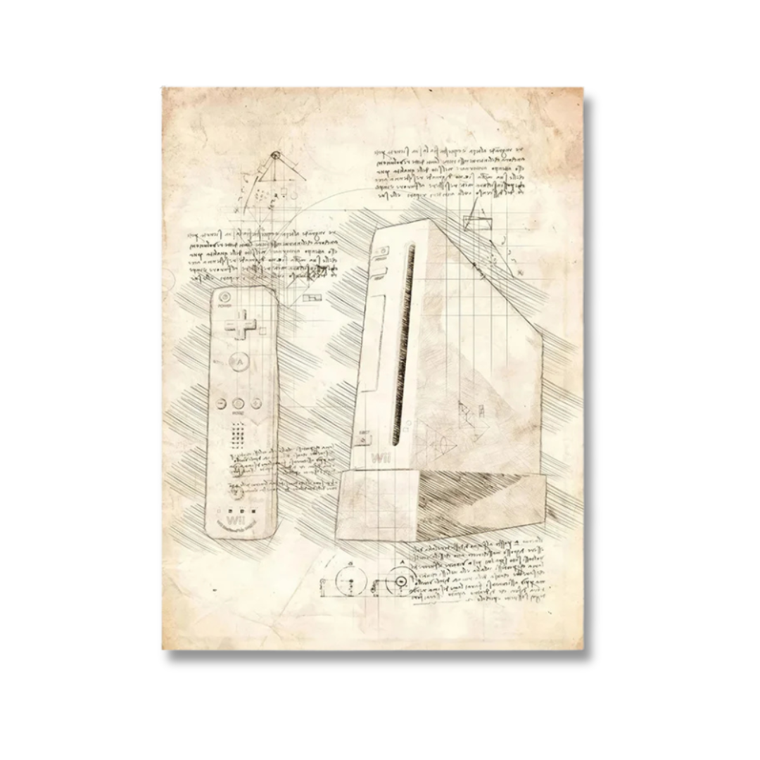 Vintage Motion Gaming Console Blueprint Canvas Print