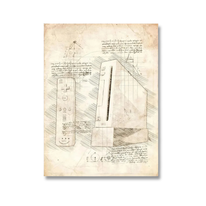 Vintage Motion Gaming Console Blueprint Canvas Print