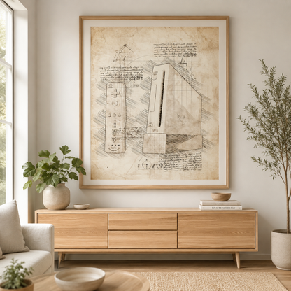Vintage Motion Gaming Console Blueprint Canvas Print