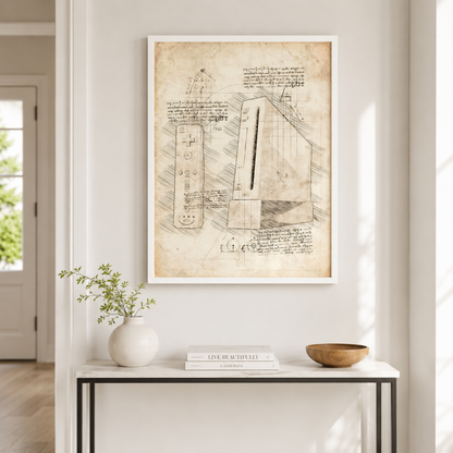 Vintage Motion Gaming Console Blueprint Canvas Print