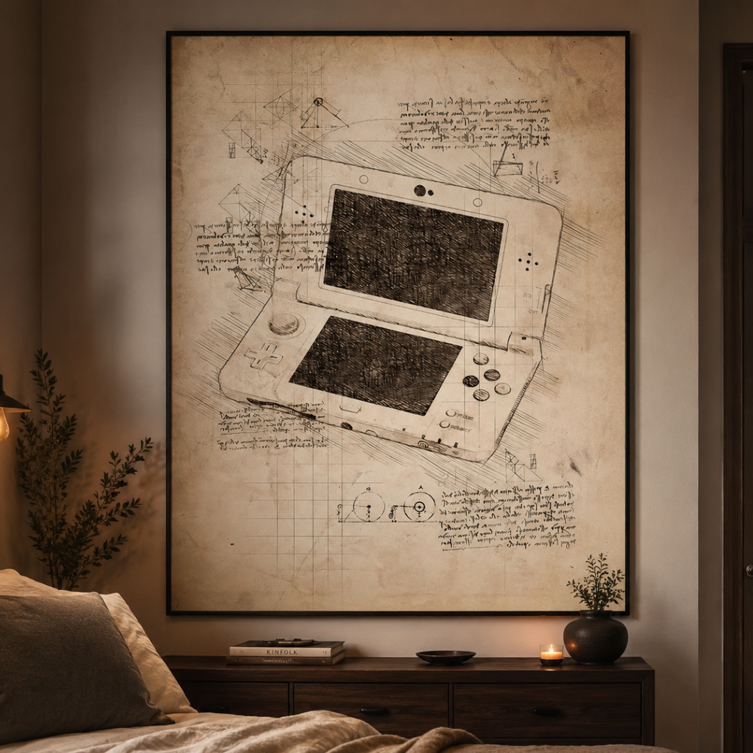 Vintage Handheld Gaming Console Blueprint Canvas Print