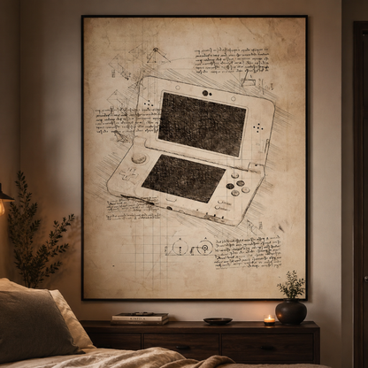 Vintage Handheld Gaming Console Blueprint Canvas Print