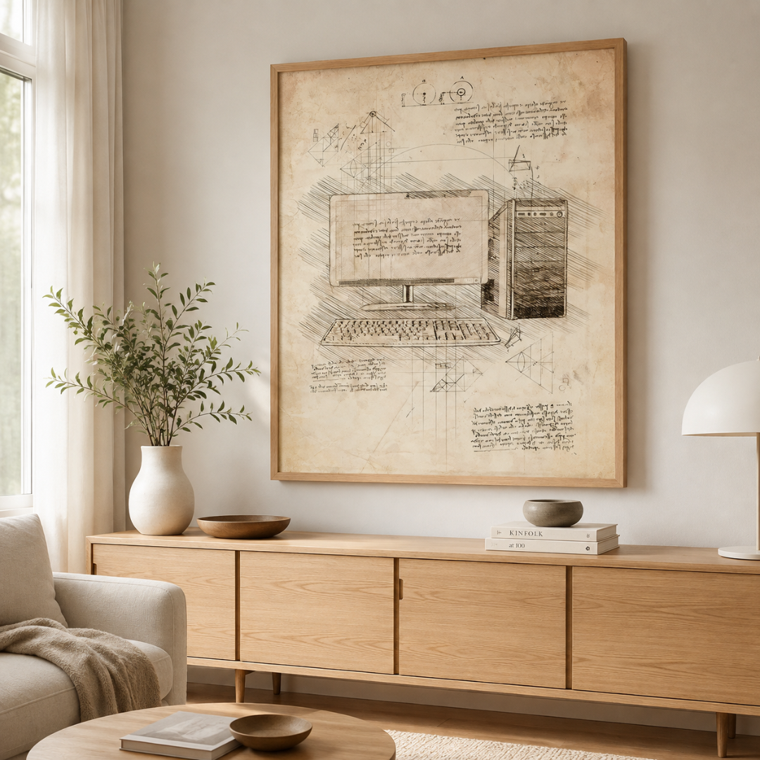 Vintage Desktop Computer Blueprint Canvas Print