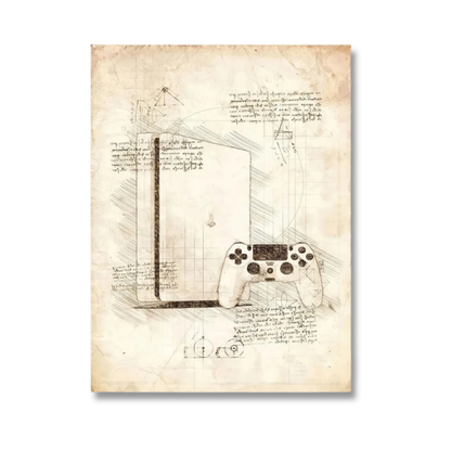 Vintage Next-Gen Gaming Console Blueprint Canvas Print