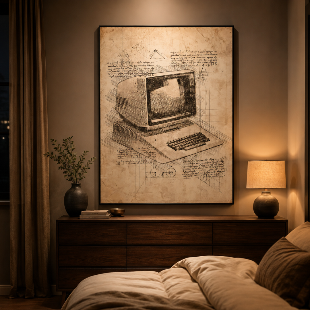 Vintage Retro Computer Blueprint Canvas Print