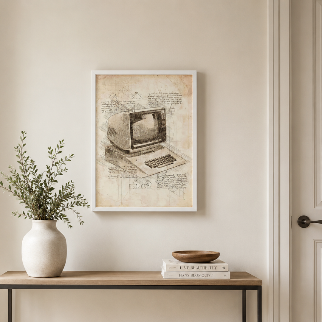 Vintage Retro Computer Blueprint Canvas Print
