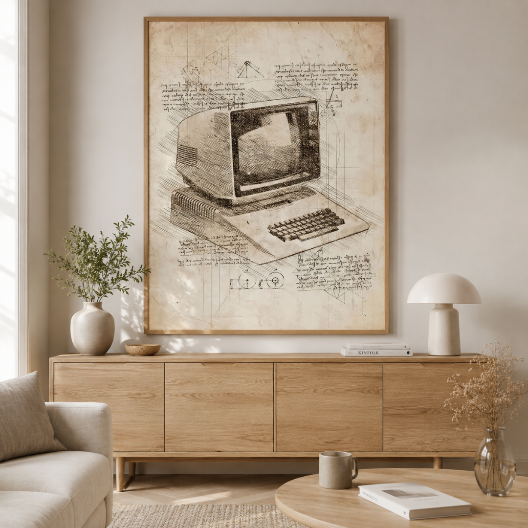 Vintage Retro Computer Blueprint Canvas Print
