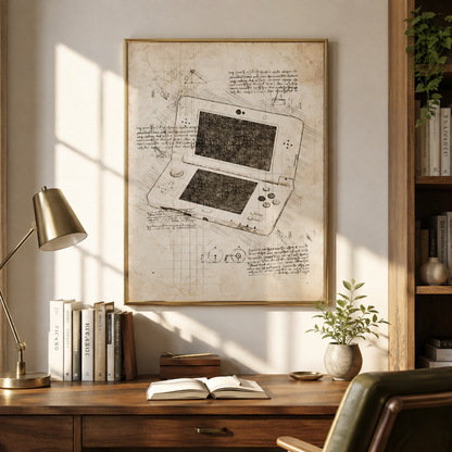 Vintage Handheld Gaming Console Blueprint Canvas Print