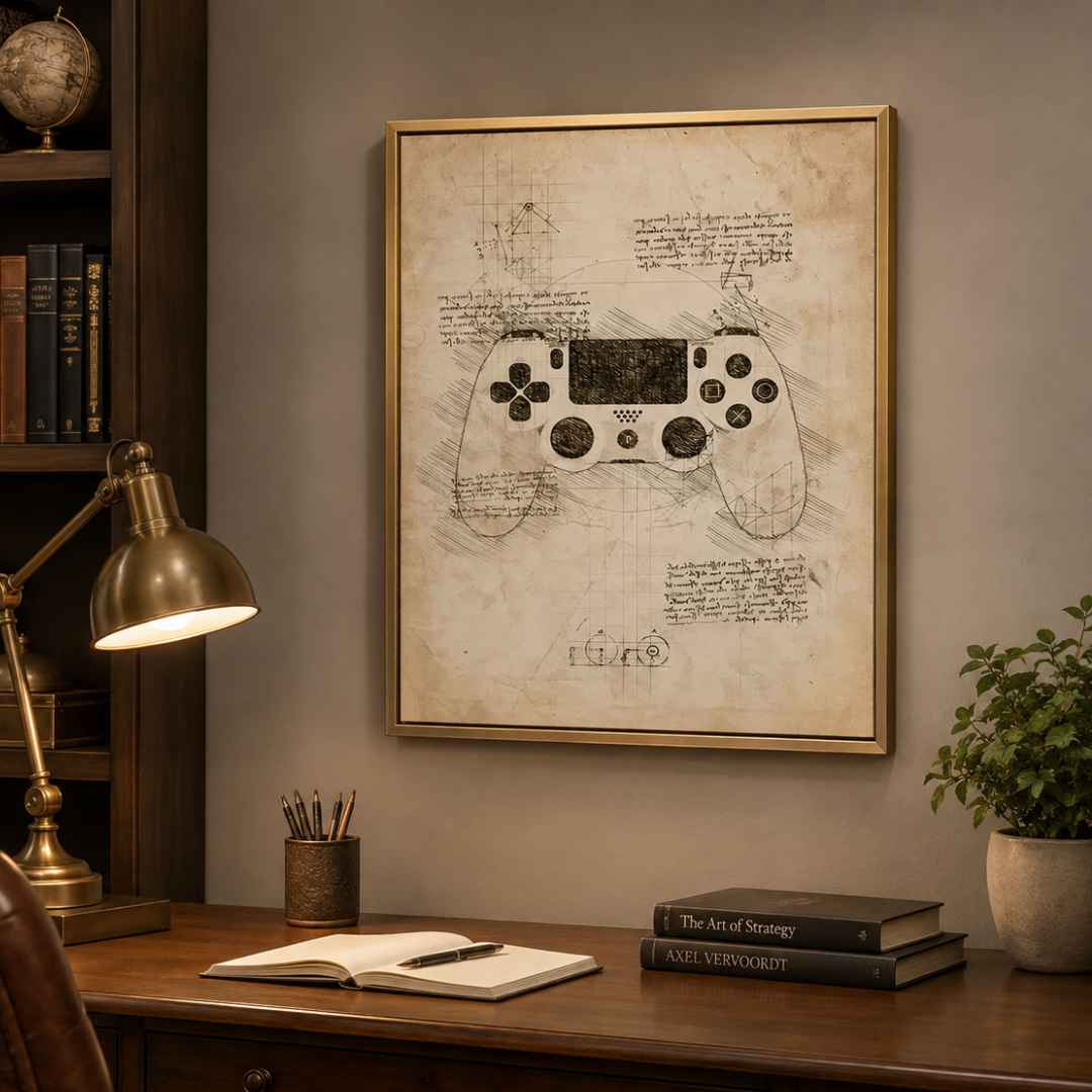 Vintage Dual Analog Gaming Controller Blueprint Canvas Print