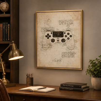 Vintage Dual Analog Gaming Controller Blueprint Canvas Print
