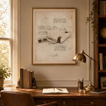 Vintage 8-Bit Gaming Console Blueprint Canvas Print