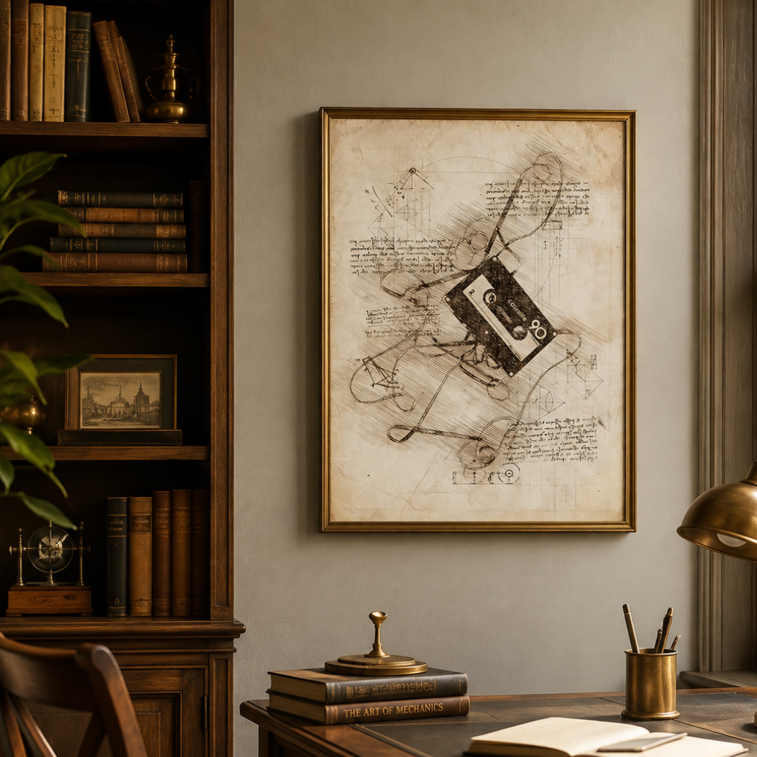 Vintage Cassette Tape Blueprint Canvas Print