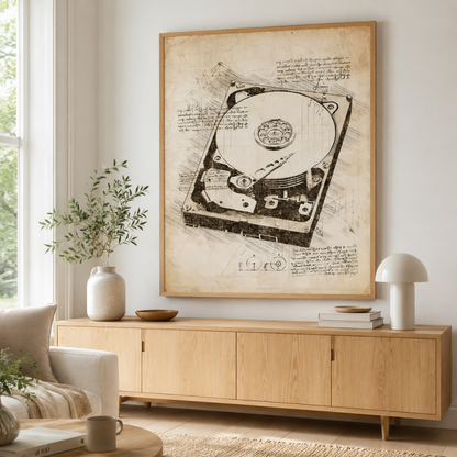 Vintage Hard Drive Blueprint Canvas Print