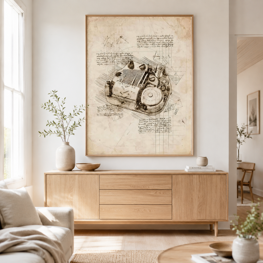 Vintage Music Box Mechanism Blueprint Canvas Print