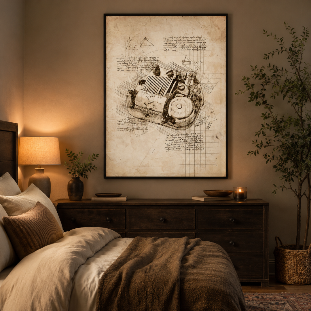 Vintage Music Box Mechanism Blueprint Canvas Print