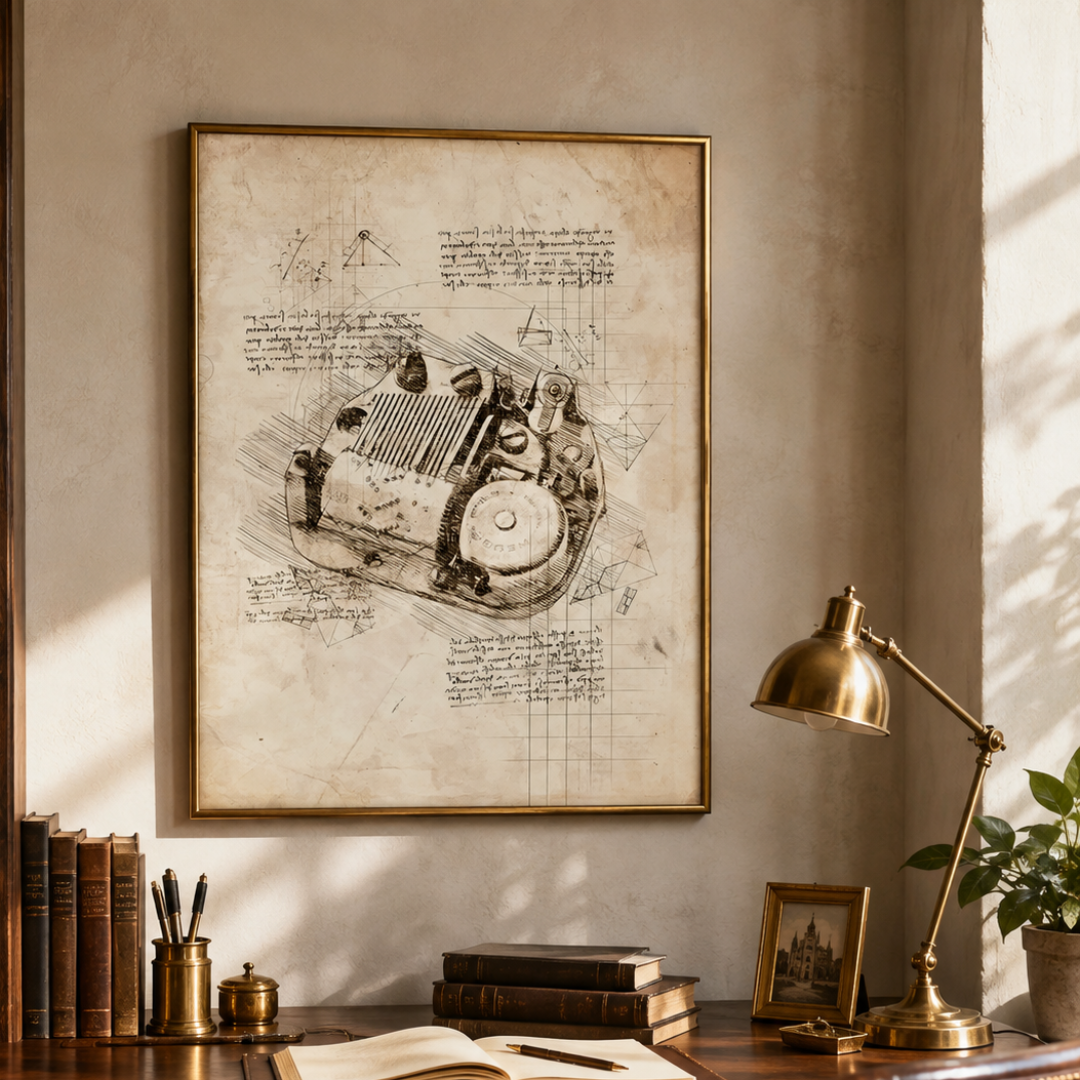 Vintage Music Box Mechanism Blueprint Canvas Print