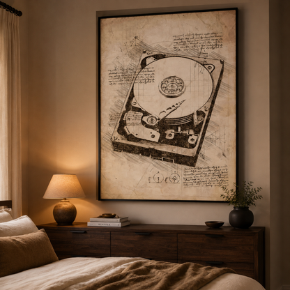 Vintage Hard Drive Blueprint Canvas Print