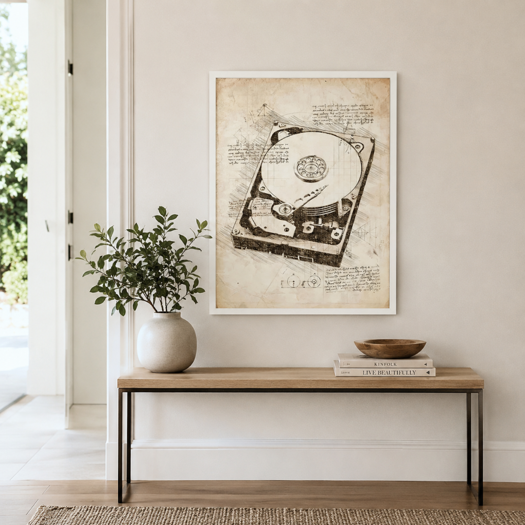 Vintage Hard Drive Blueprint Canvas Print