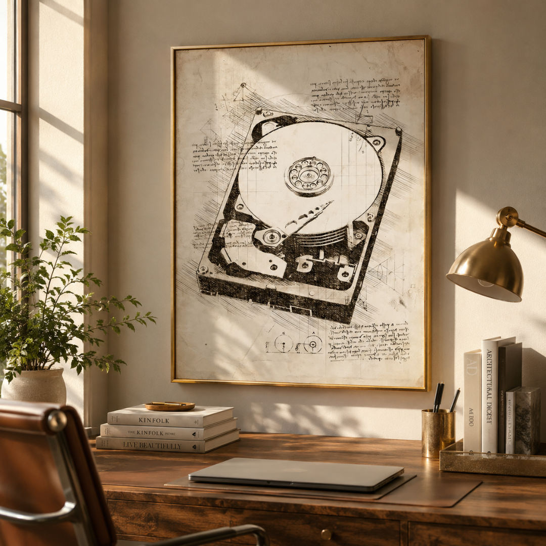 Vintage Hard Drive Blueprint Canvas Print