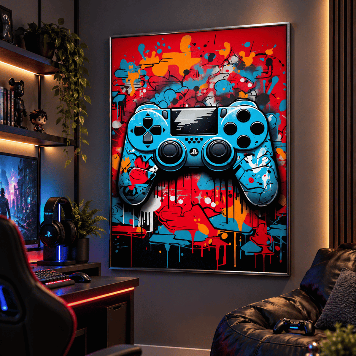 Graffiti Gamer Controller Canvas Print