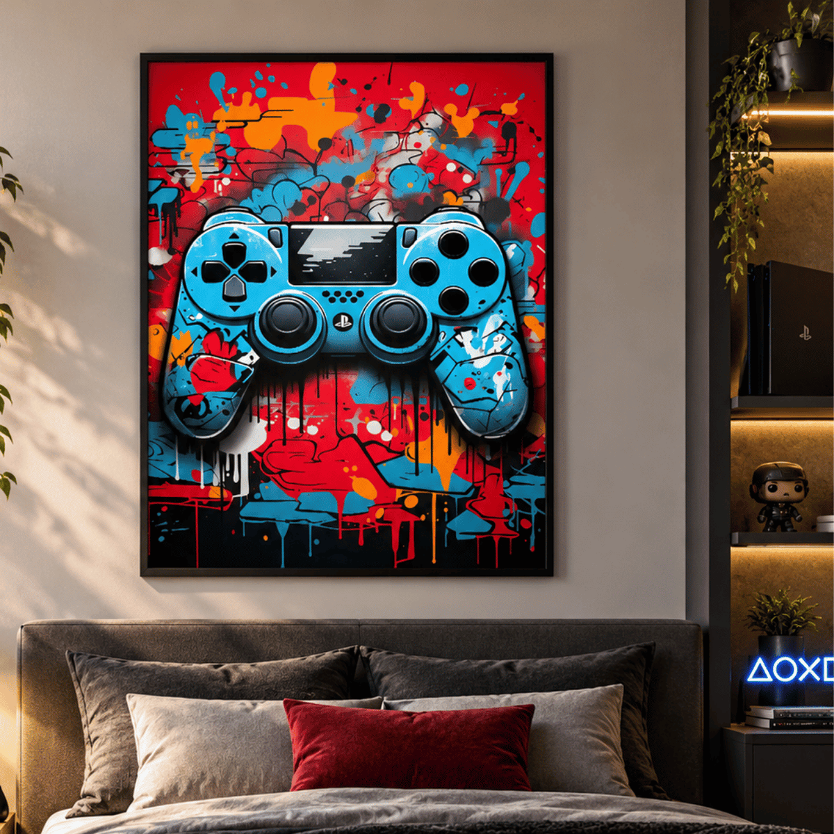Graffiti Gamer Controller Canvas Print