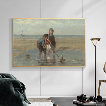 Canvas reproduction of Jozef Israëls’ “The Toy Sailboat” painting