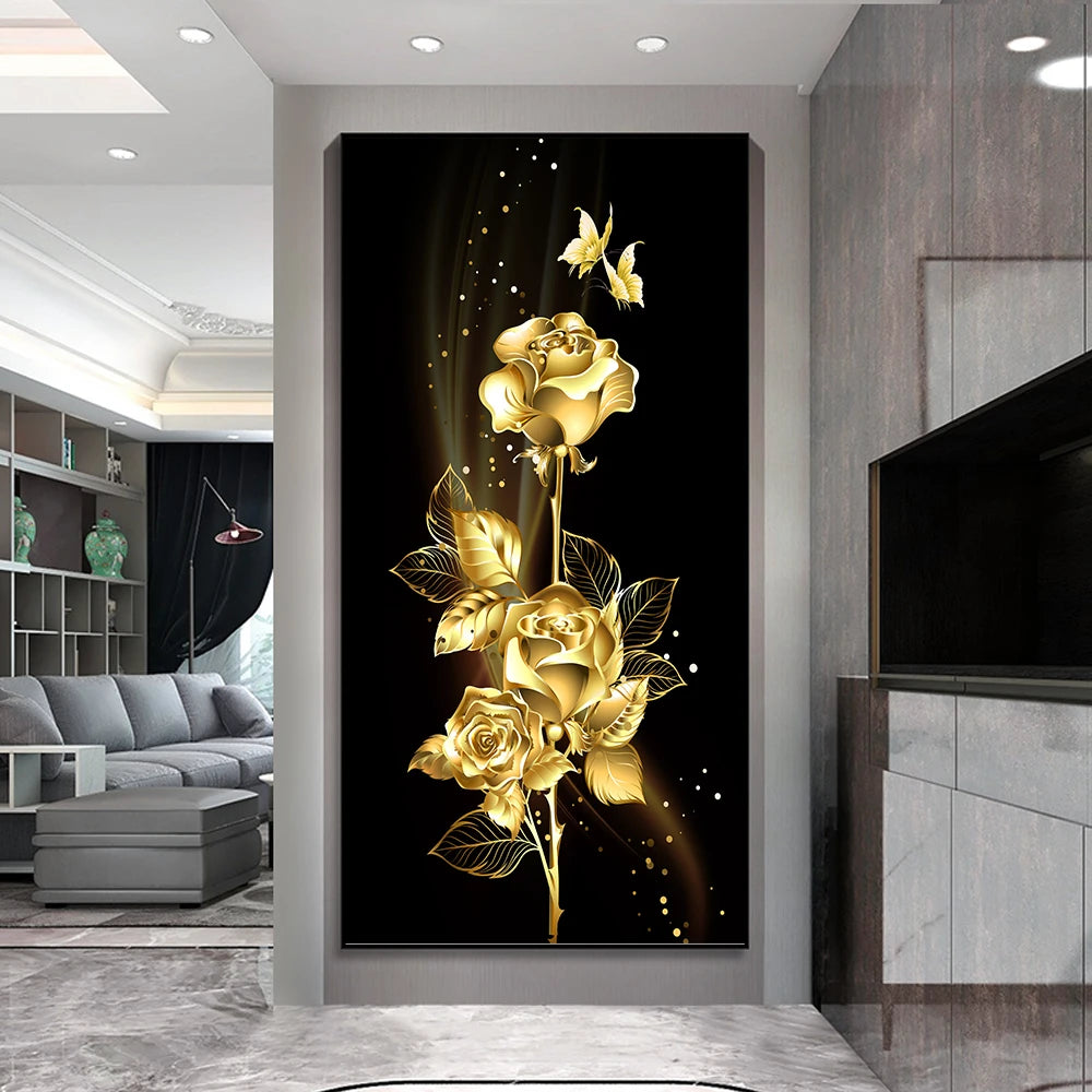 Golden Rose Cascade Canvas Print