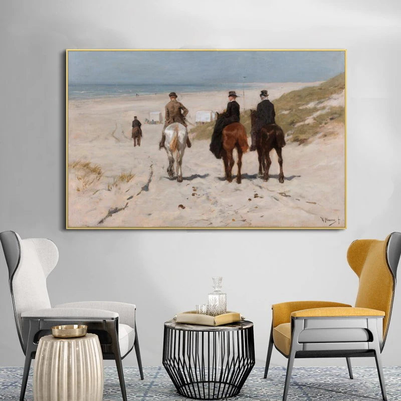 Morning Ride Along the Beach –Anton Mauve Canvas Print