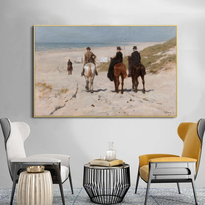 Morning Ride Along the Beach –Anton Mauve Canvas Print