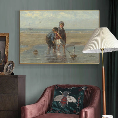 Canvas reproduction of Jozef Israëls’ “The Toy Sailboat” painting