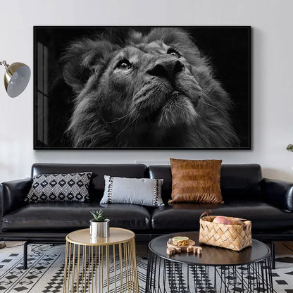 Black and White Lions Canvas Print