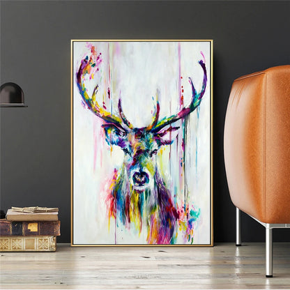 Watercolor Elephant & Deer Canvas Print