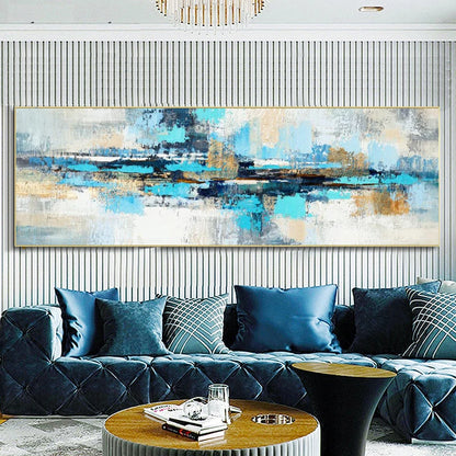 modern blue abstract oil style canvas wall art