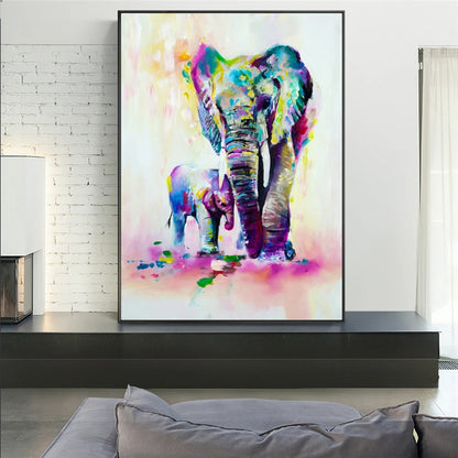 Watercolor Elephant & Deer Canvas Print