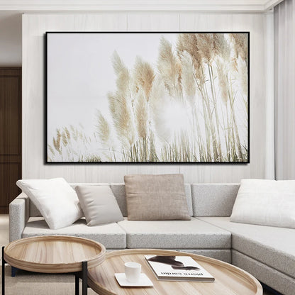 Beige Reed Plants Canvas
