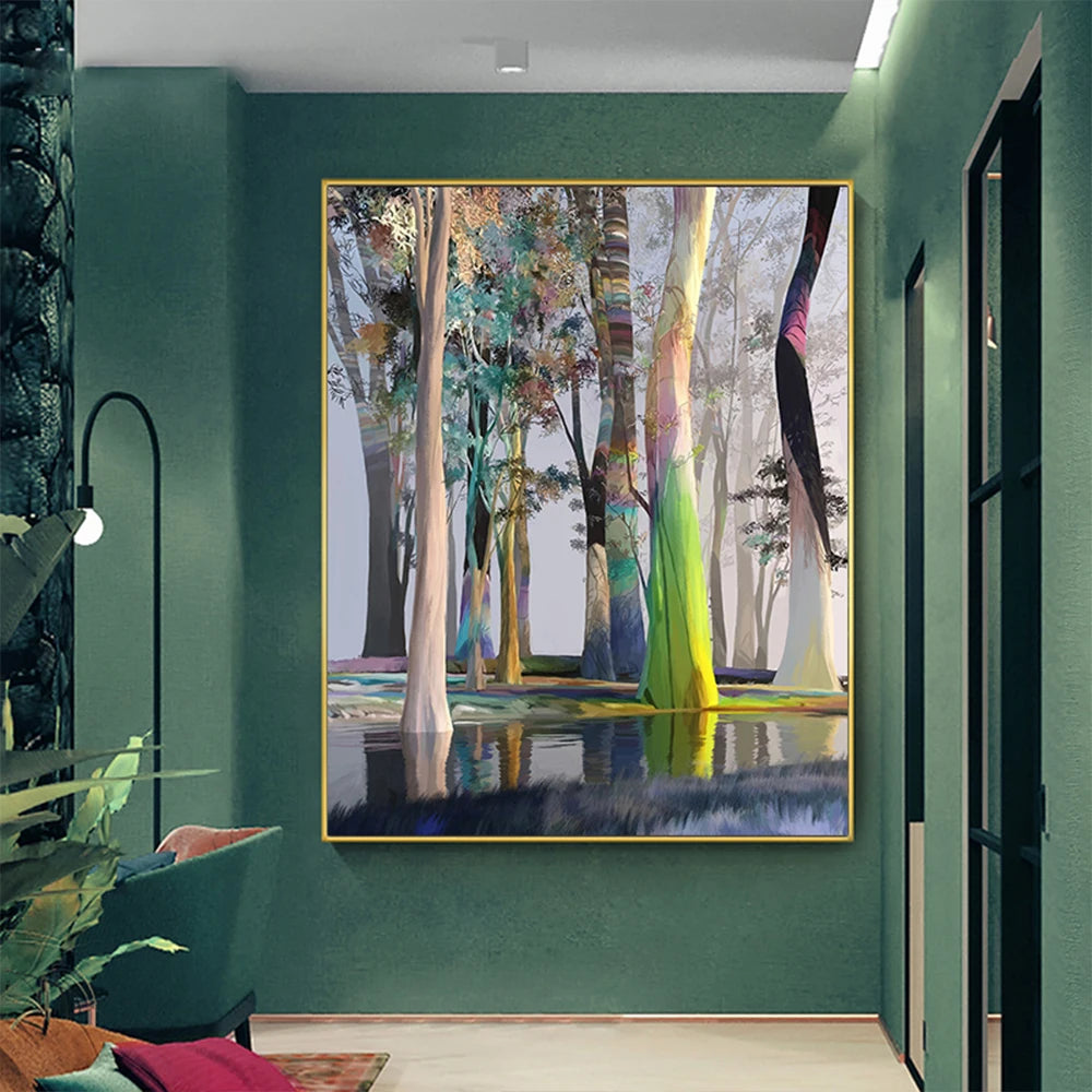 nordic colorful tree of life oil painting canvas