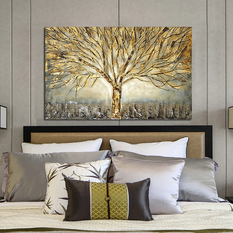 golden tree of life symbolic oil painting canvas