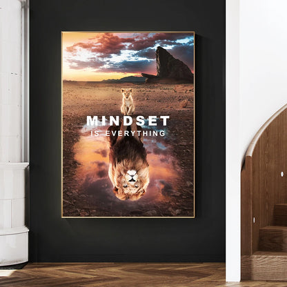 Inspirational lion with quote canvas wall art